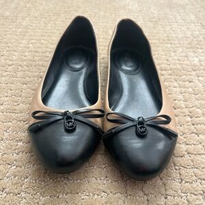 Michael Kors Black and Tan Women's Flats with Bow Detail